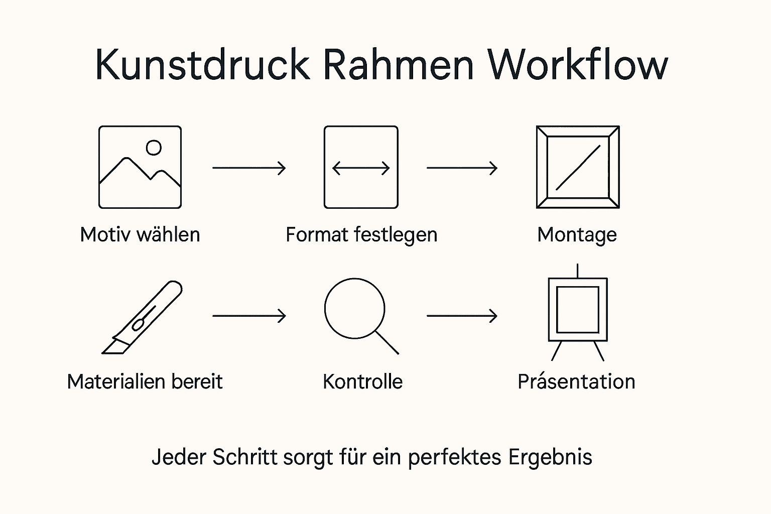 Diese Infografik bietet einen anschaulichen Überblick über den gesamten Ablauf bei der Erstellung eines Kunstdrucks.