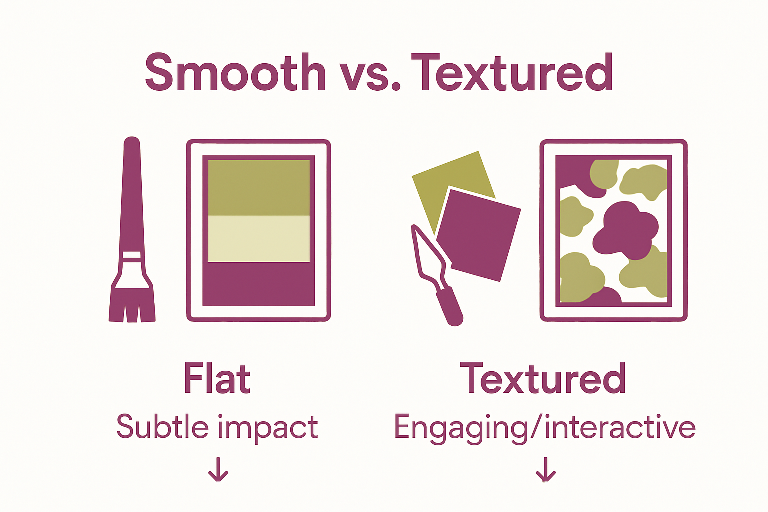 Infographic comparing smooth and textured handart