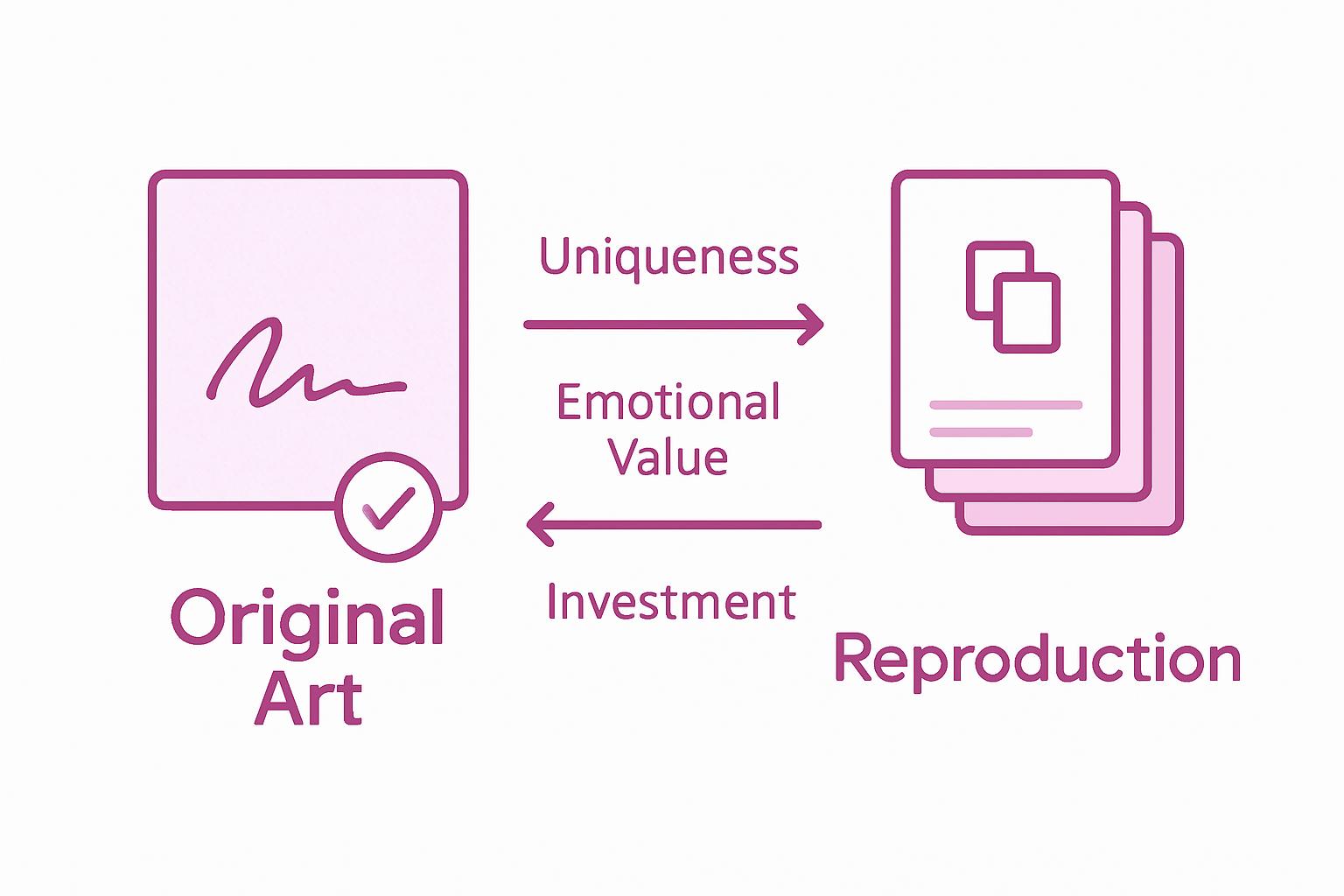 Infographic contrasting original art and prints