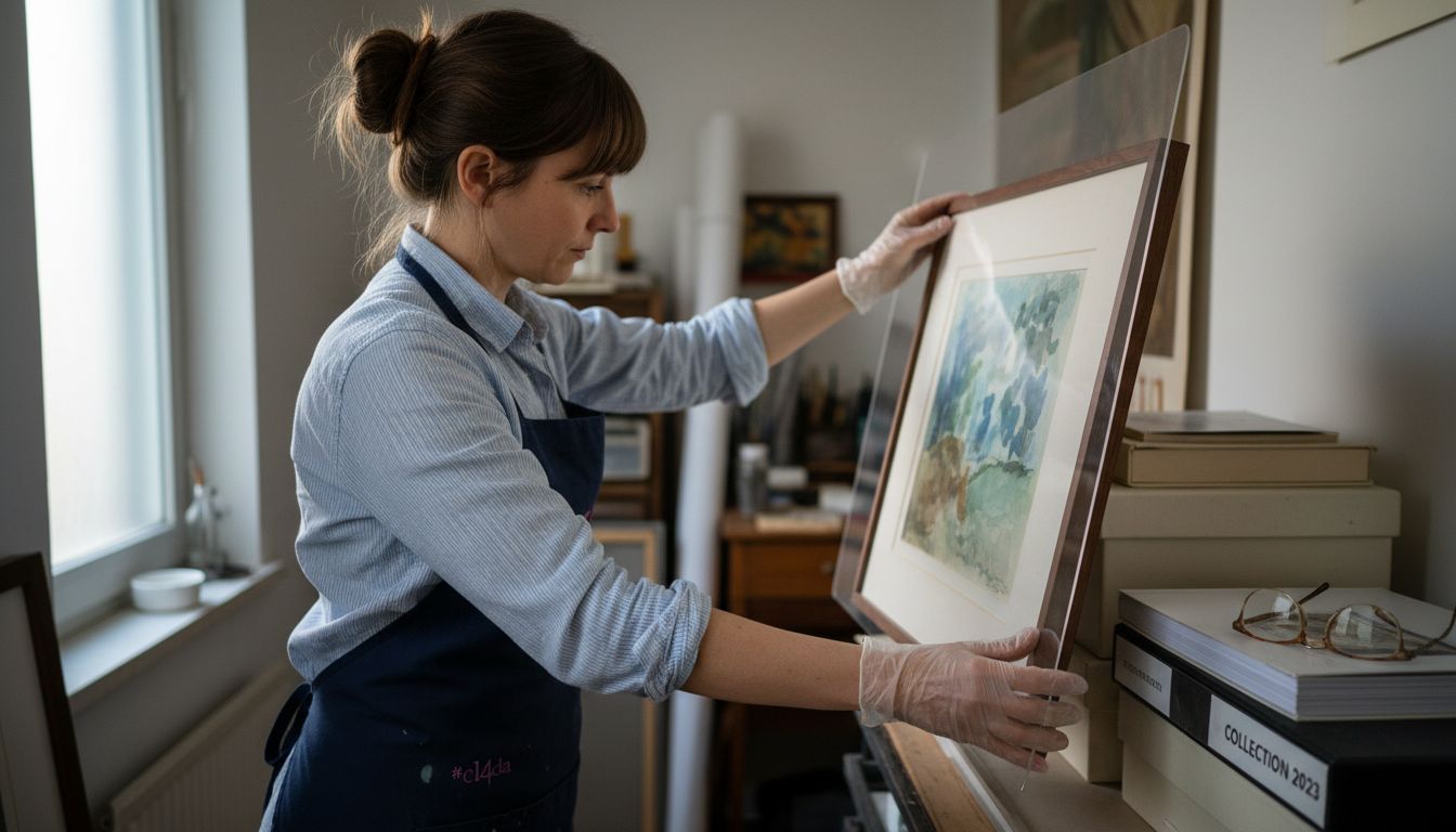 Conservator protects artwork with Plexiglas