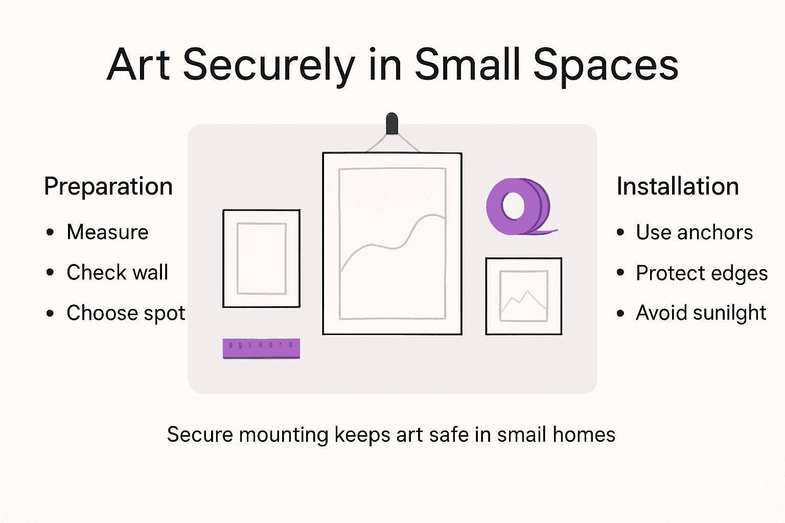 Infographic about secure art installation in small spaces
