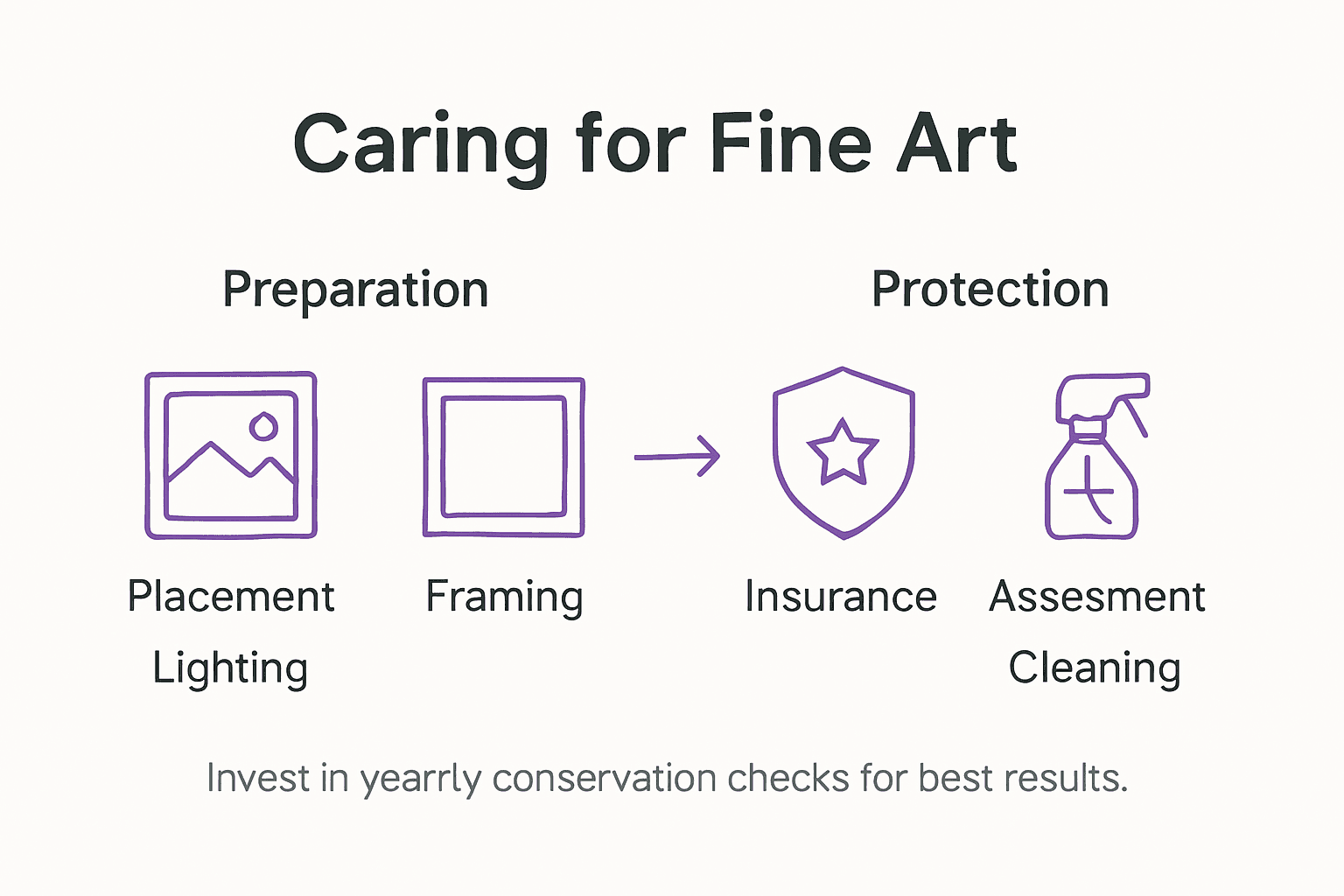 Infographic showing fine art care steps