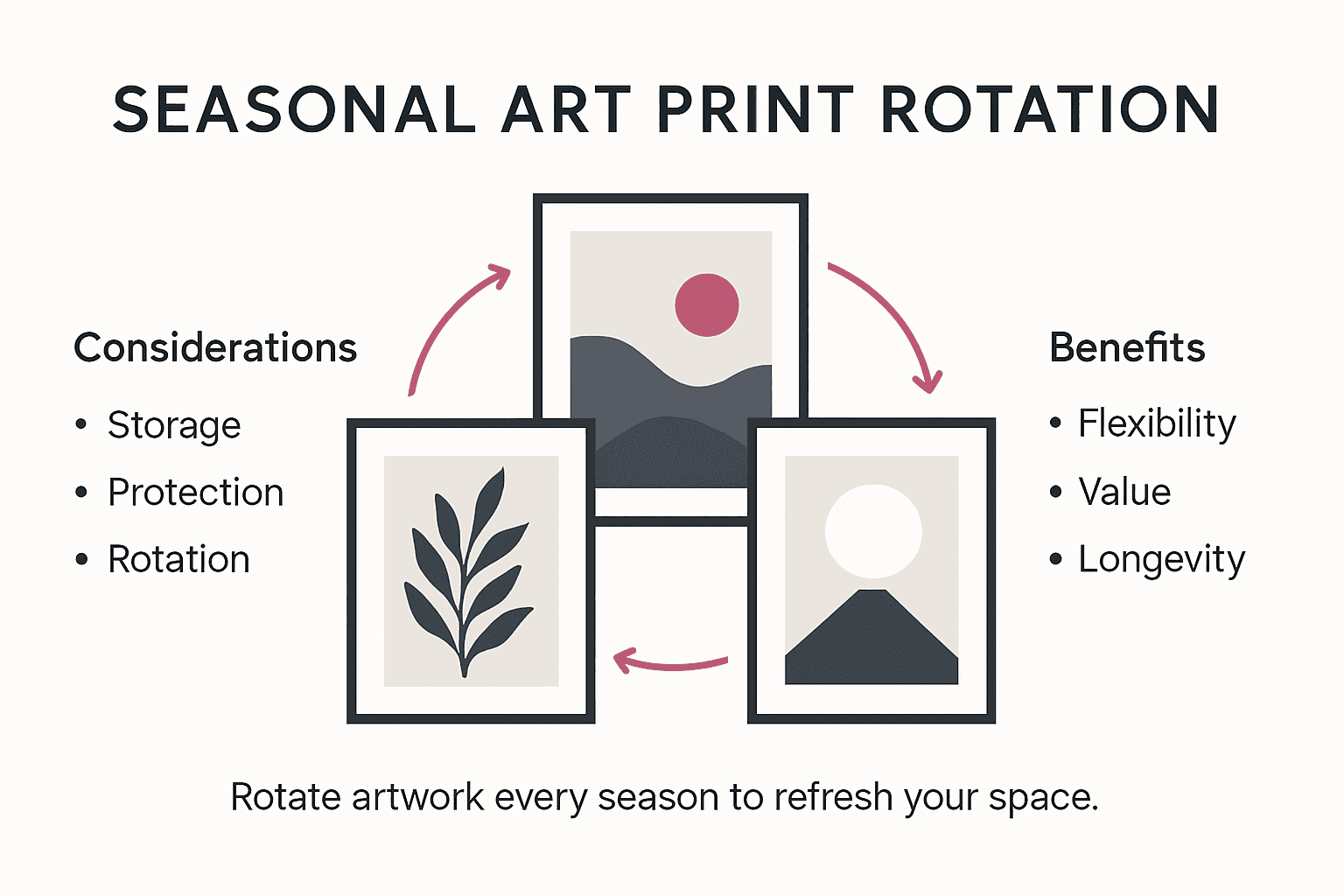 Infographic on rotating and caring for seasonal art prints