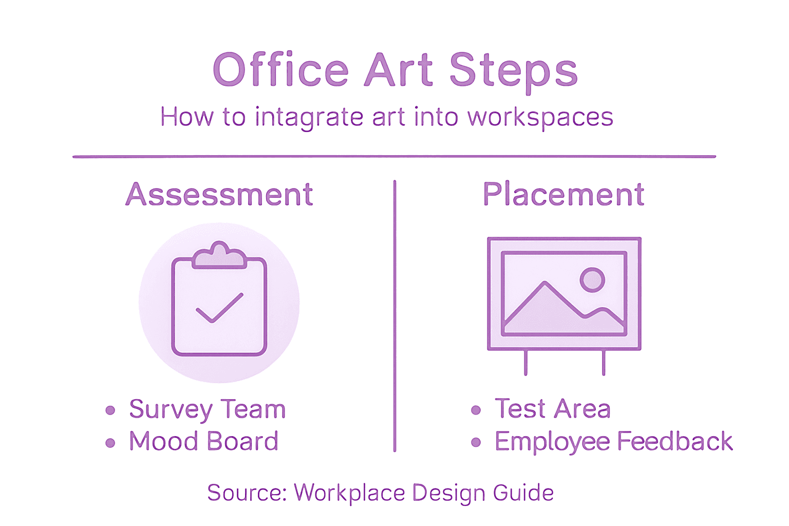 Infographic showing office art selection steps