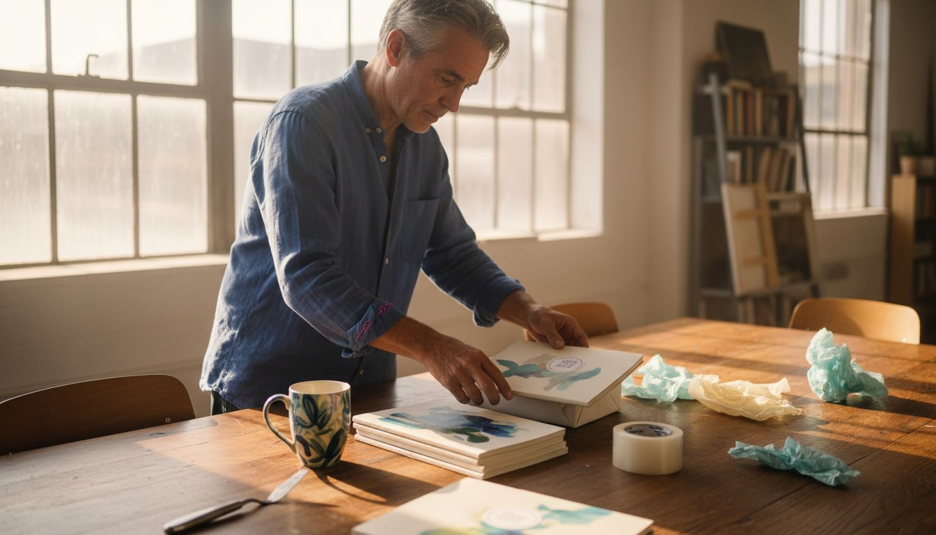 Handmade artworks displayed for gifting