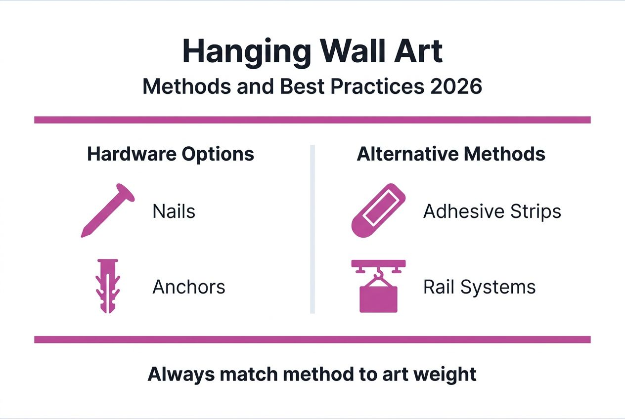 Infographic comparing wall art hanging methods