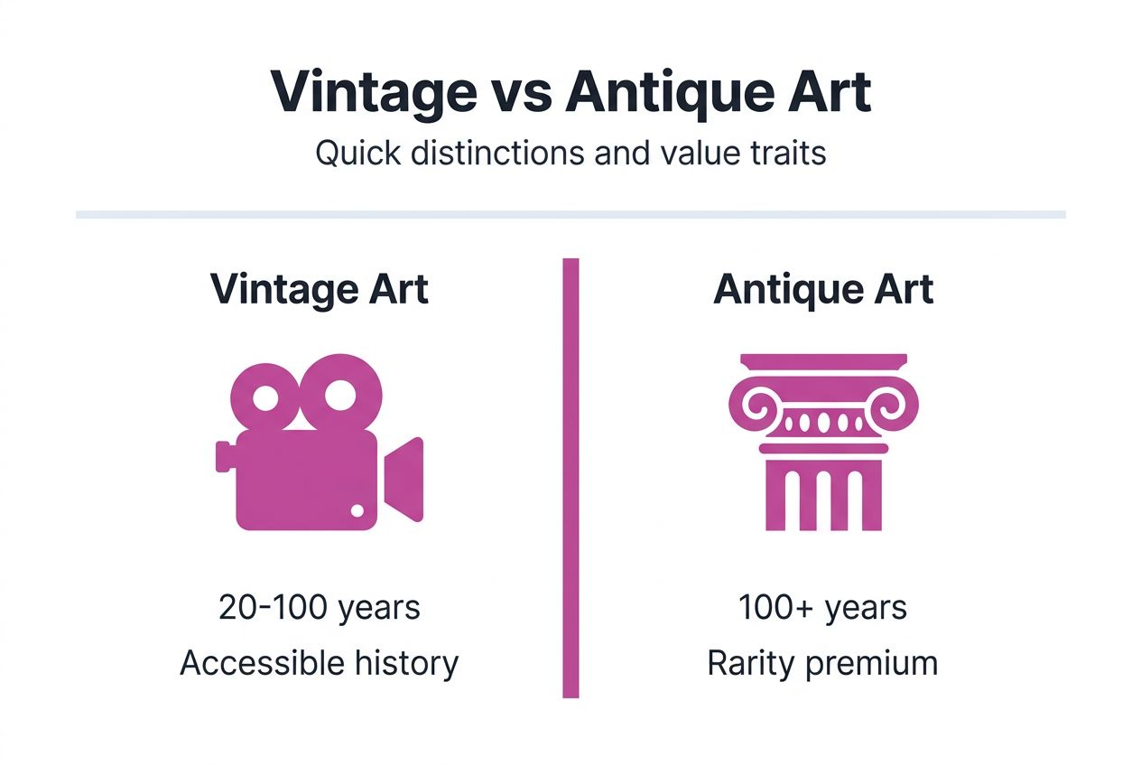 Infographic comparing vintage and antique art