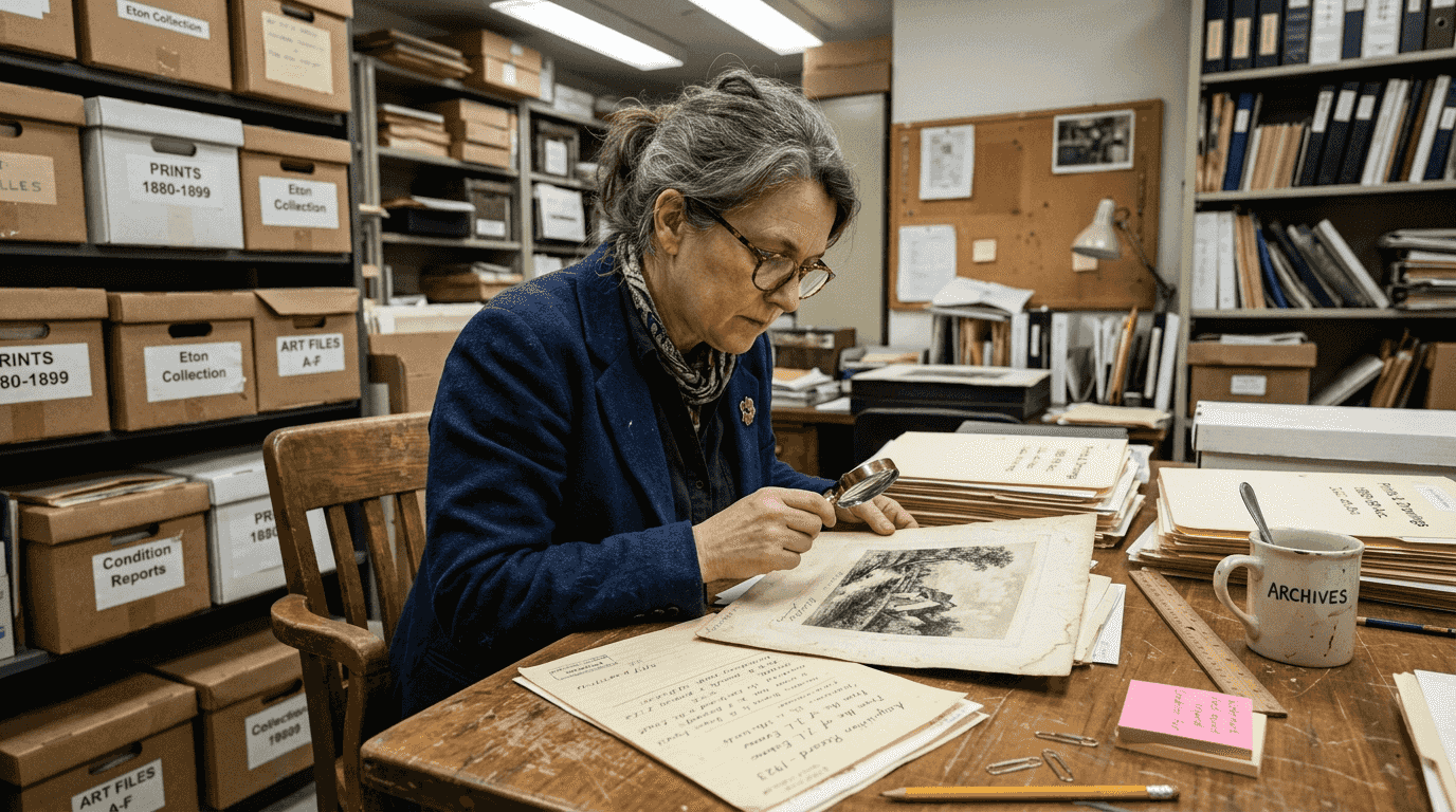 Art appraiser reviews vintage print authenticity
