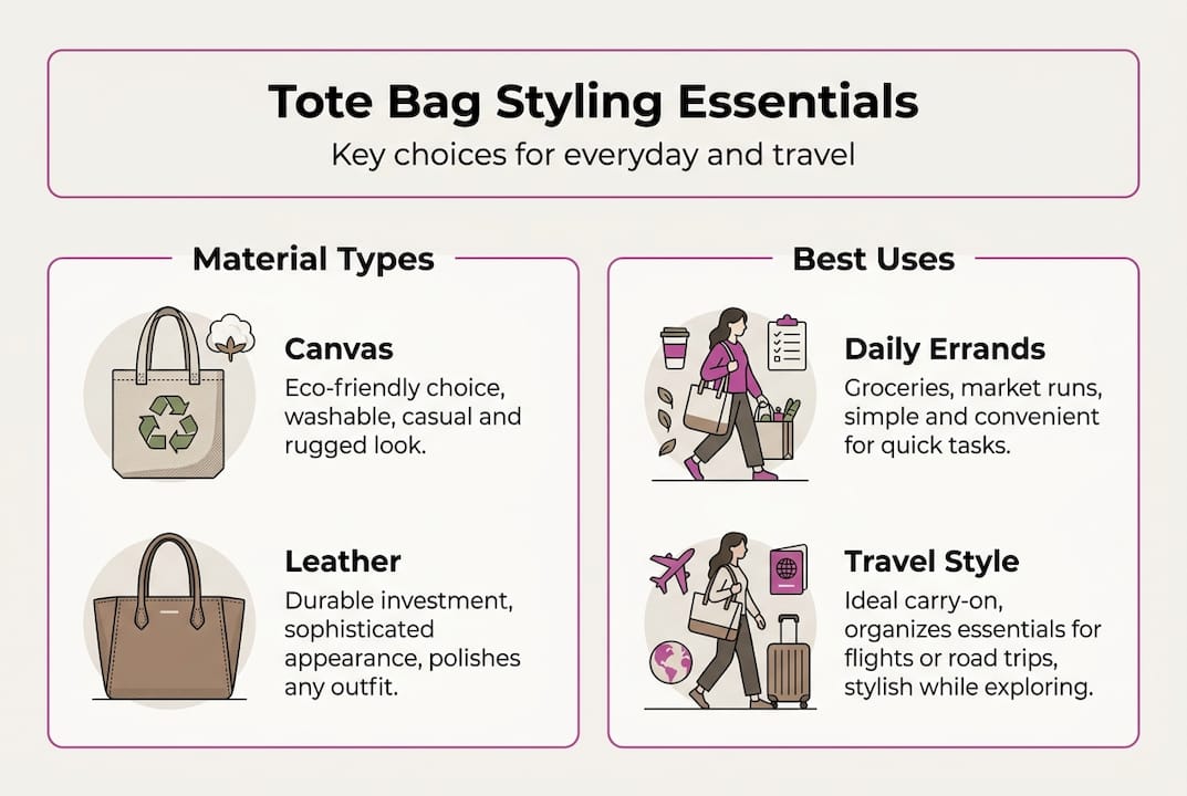 Infographic showing tote styling material and uses