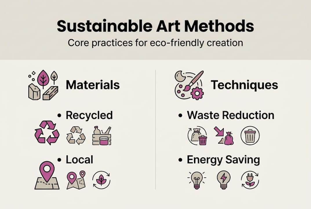 Infographic showing sustainable art methods and materials