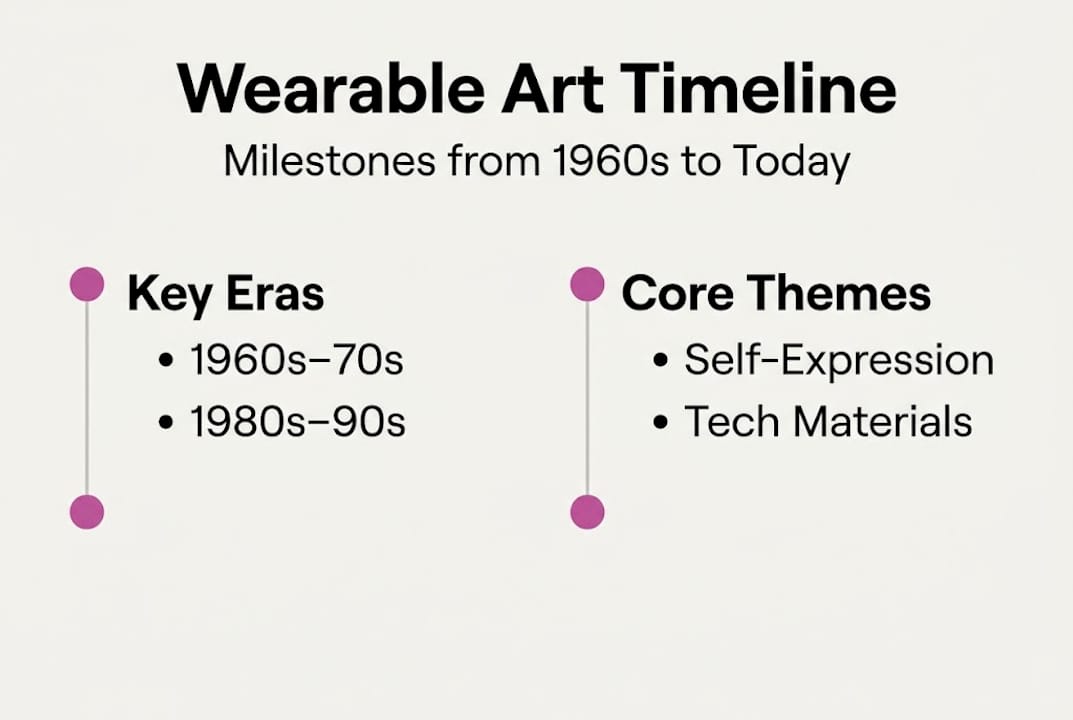 Wearable art history and themes infographic