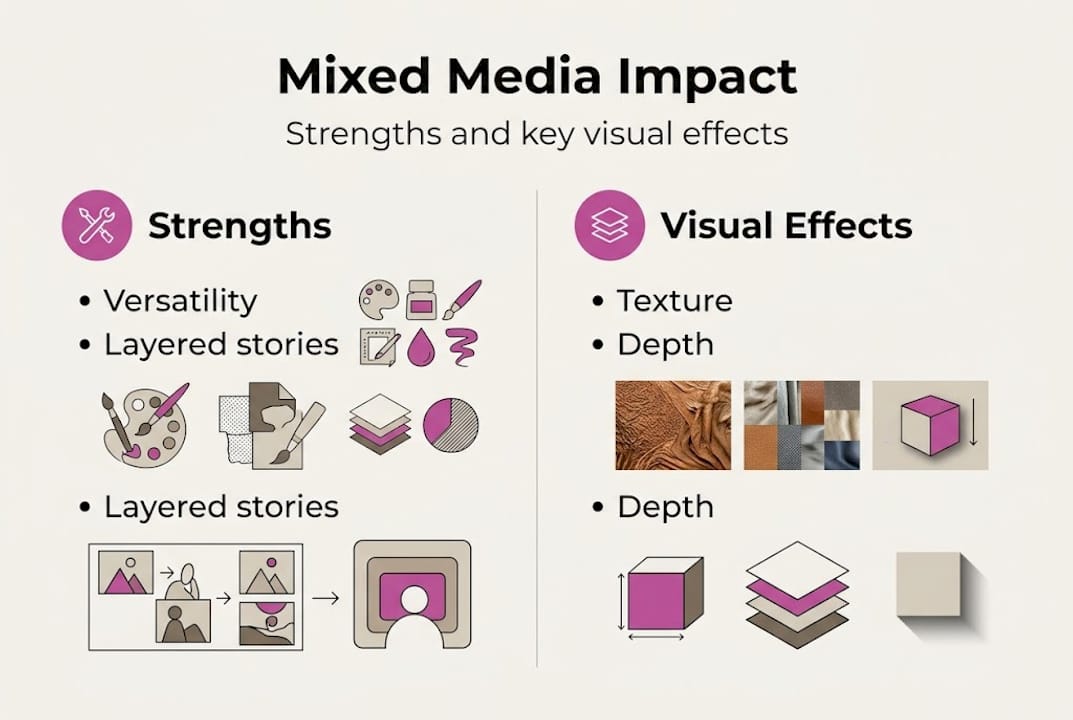 Infographic showing mixed media strengths and visual effects