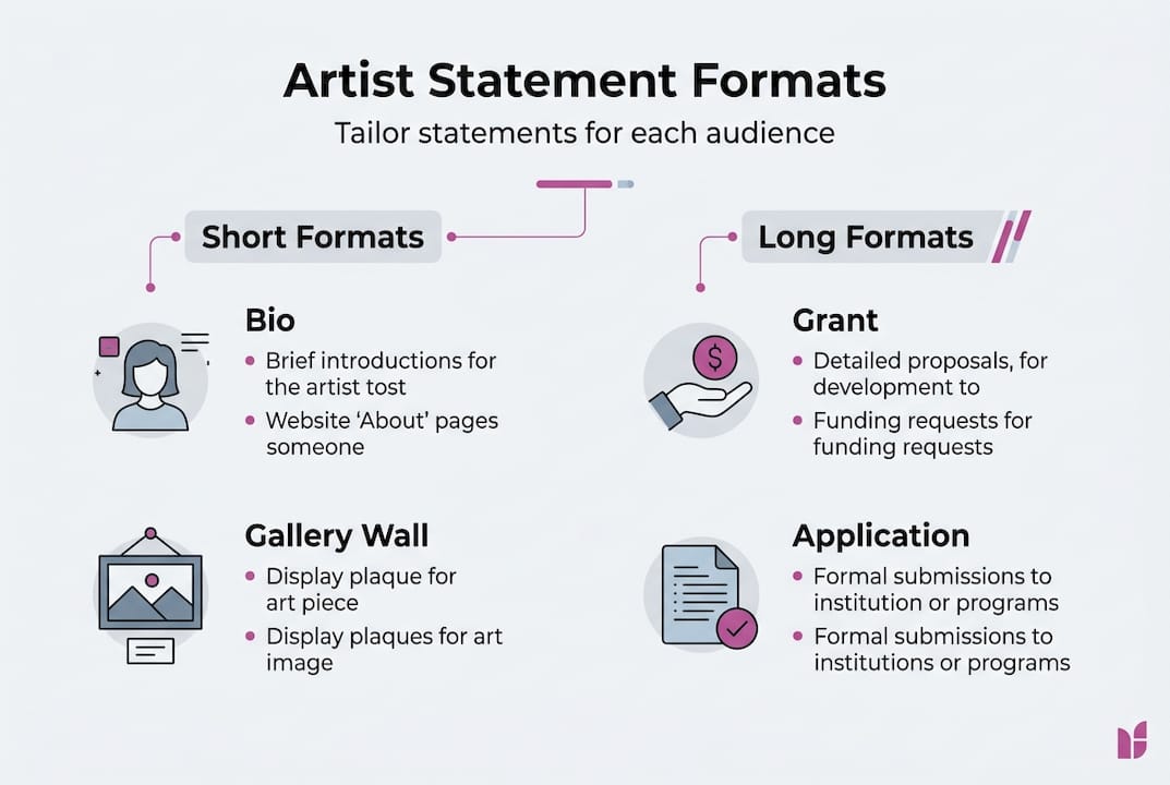 Infographic of artist statement formats and lengths