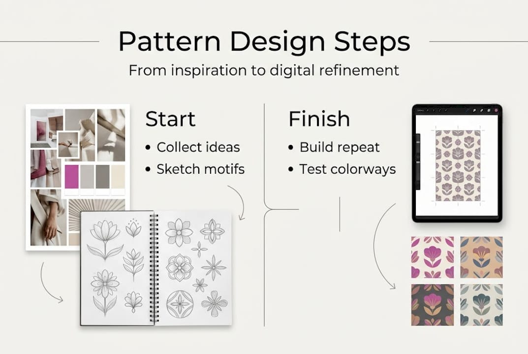Infographic showing steps of pattern design