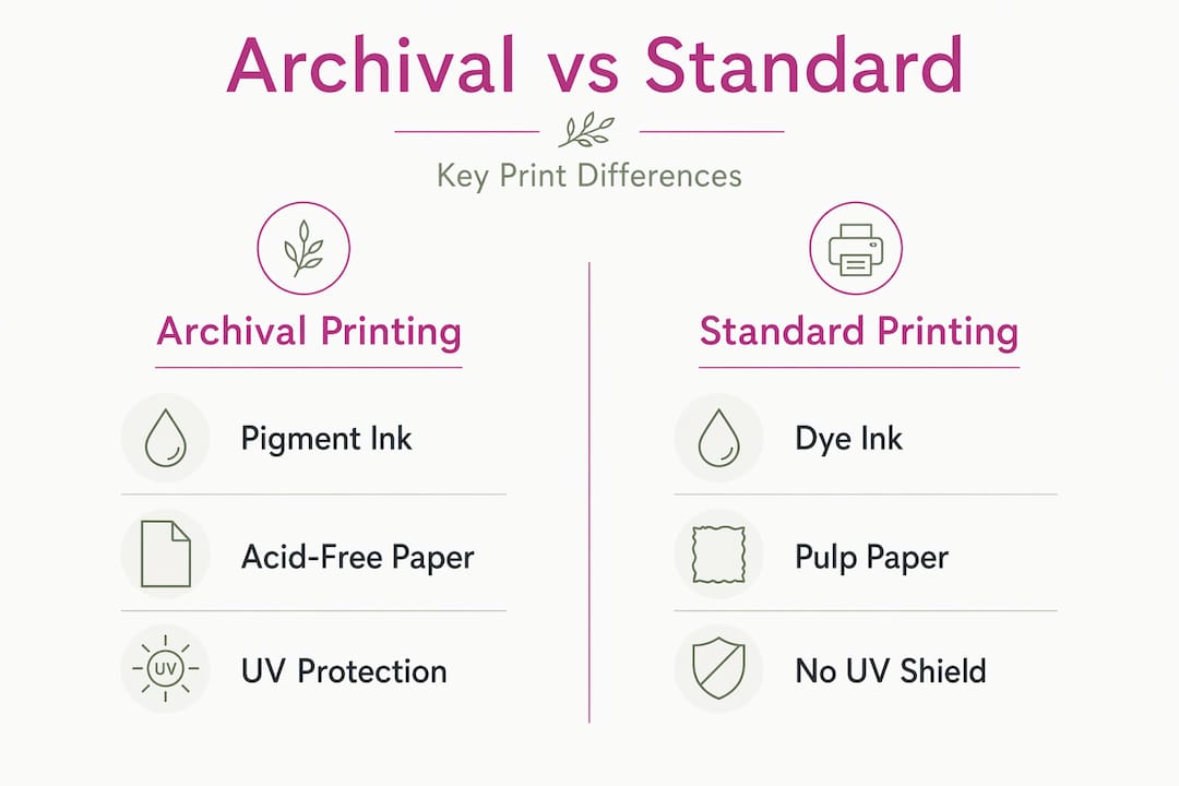 Infographic comparing archival and standard prints