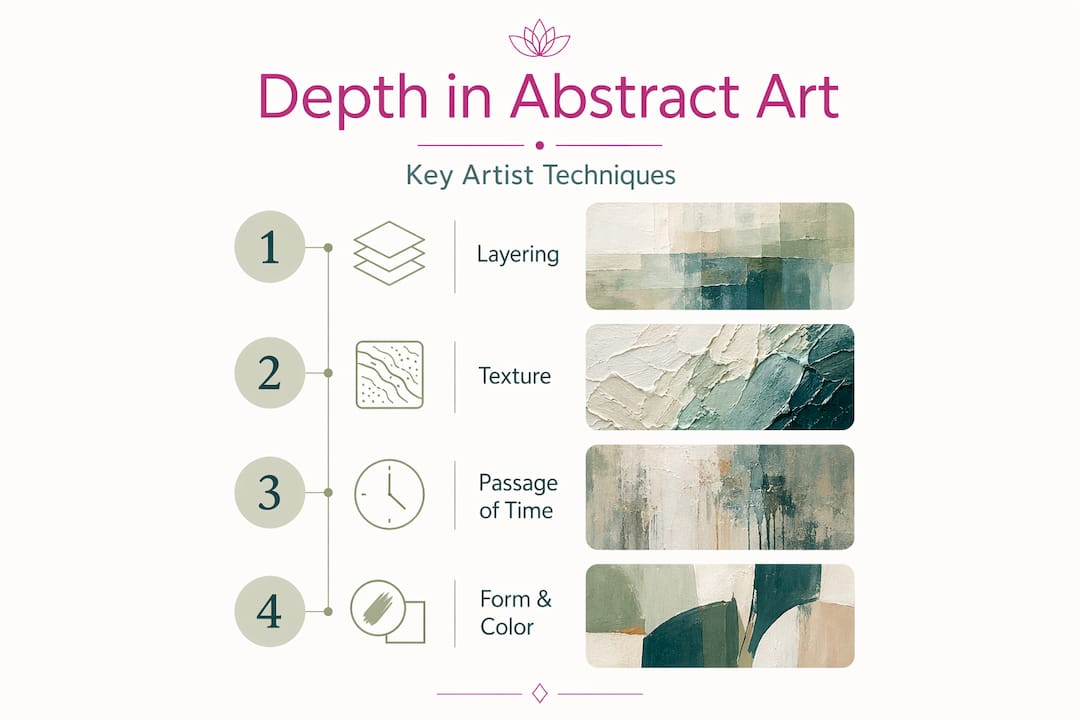 Infographic listing key techniques in abstract art