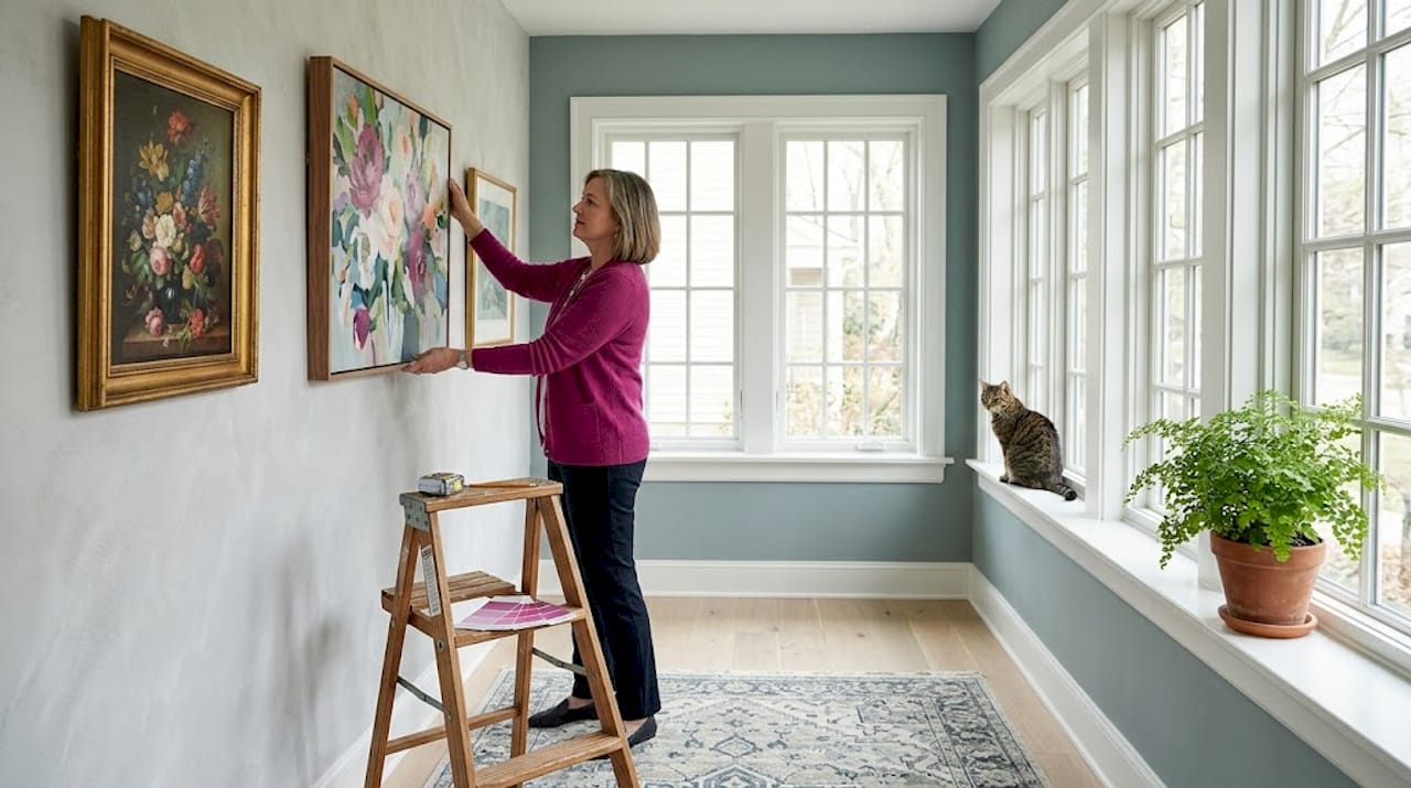 Collector arranging traditional and modern floral art