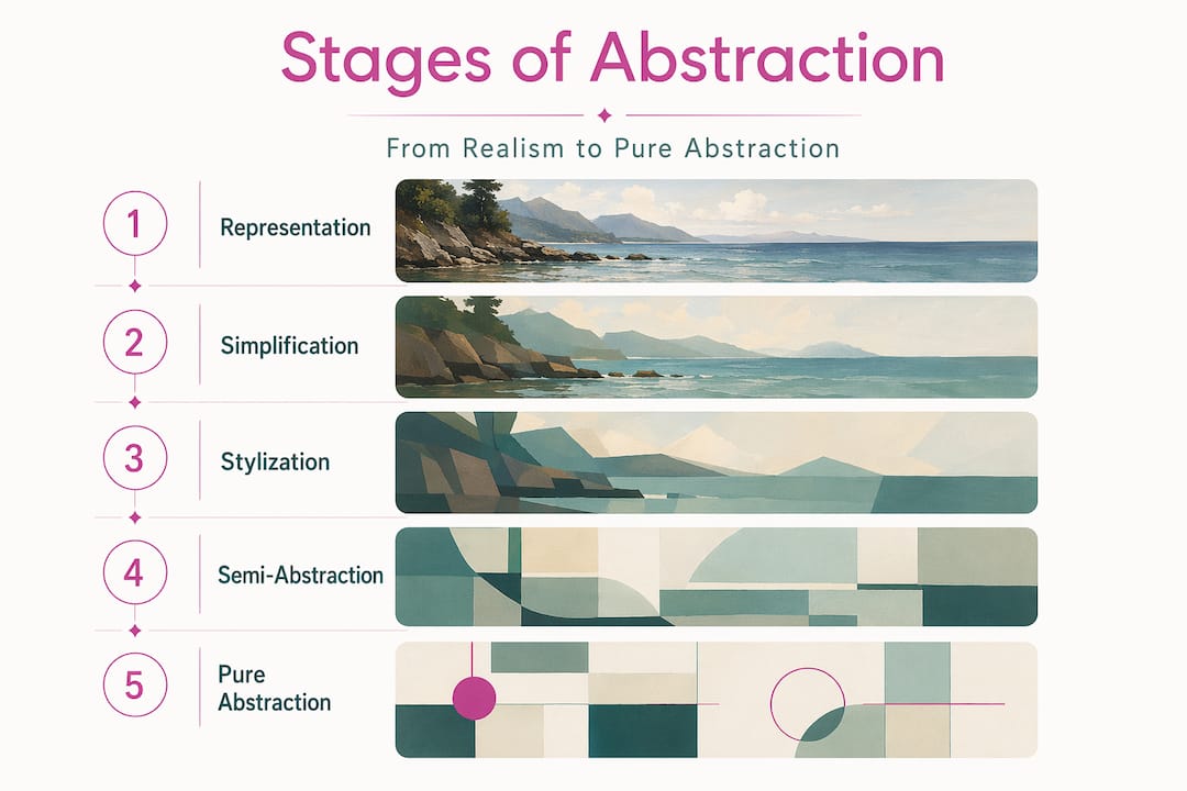 Infographic showing five stages of abstractionism