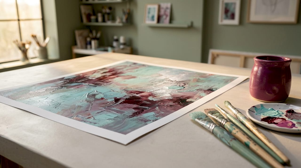 Close-up of colorful textured abstract print
