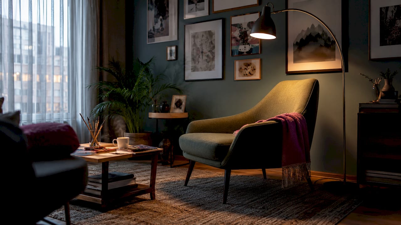 Stylish small living room with scaled furniture