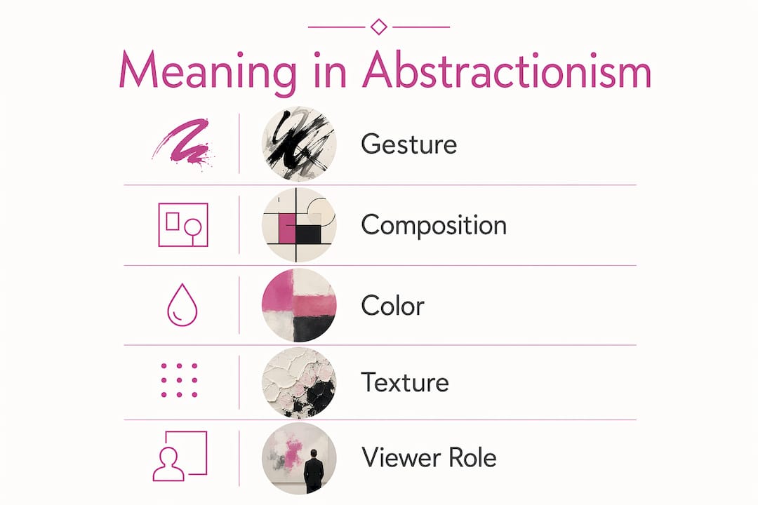 Infographic illustrating key mechanisms of meaning in abstractionism art