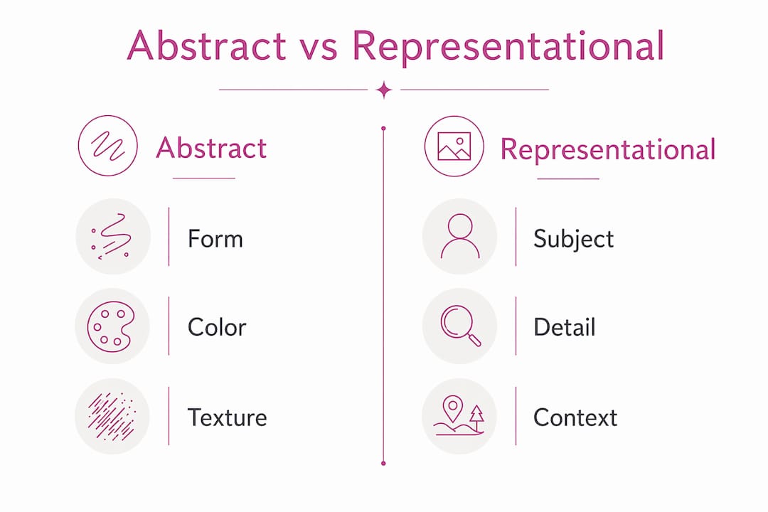 Infographic comparing abstract and representational art