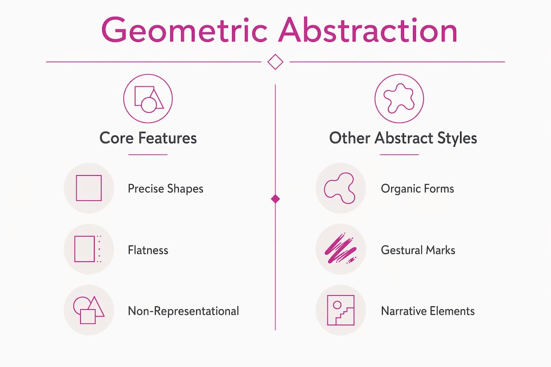 Infographic comparing geometric abstraction with other abstract art styles