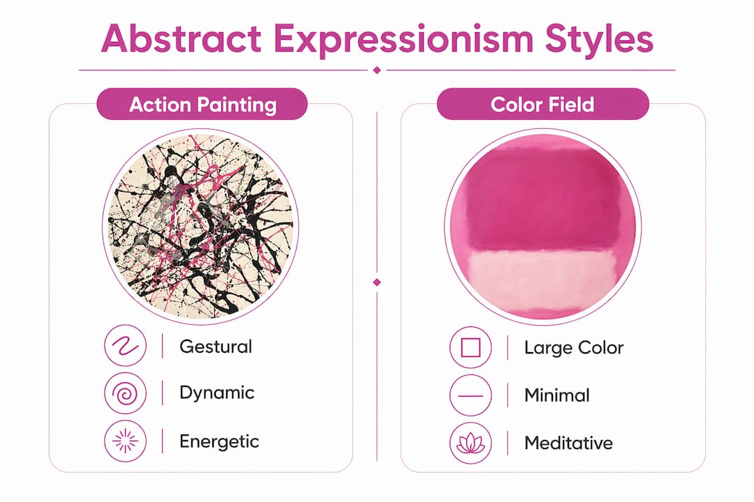 Infographic comparing two abstract expressionism styles