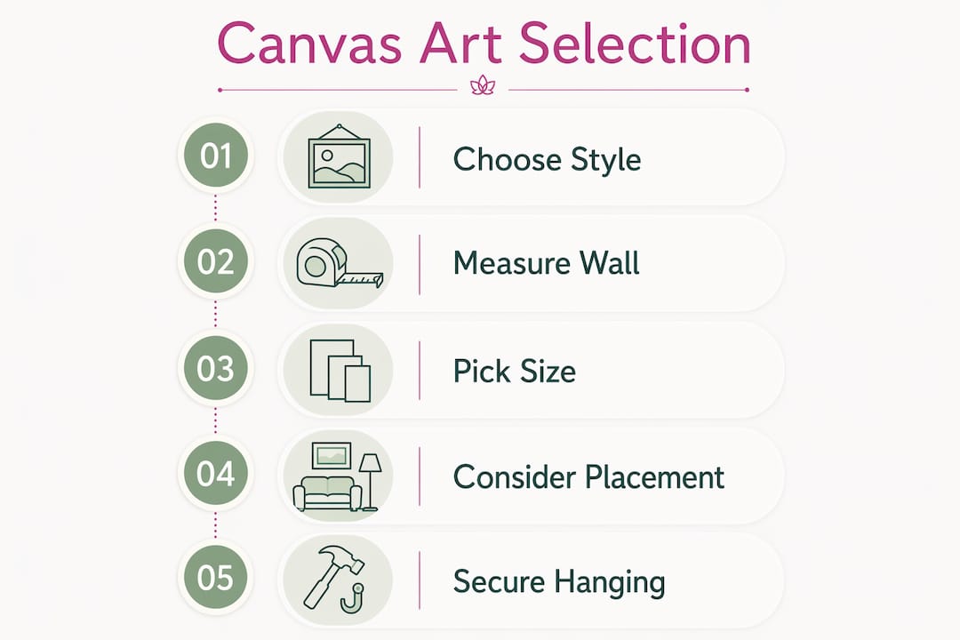Infographic showing canvas art selection steps