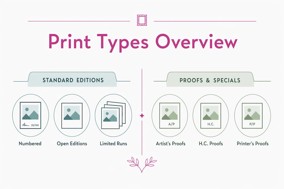 Infographic comparing standard editions and proofs of prints