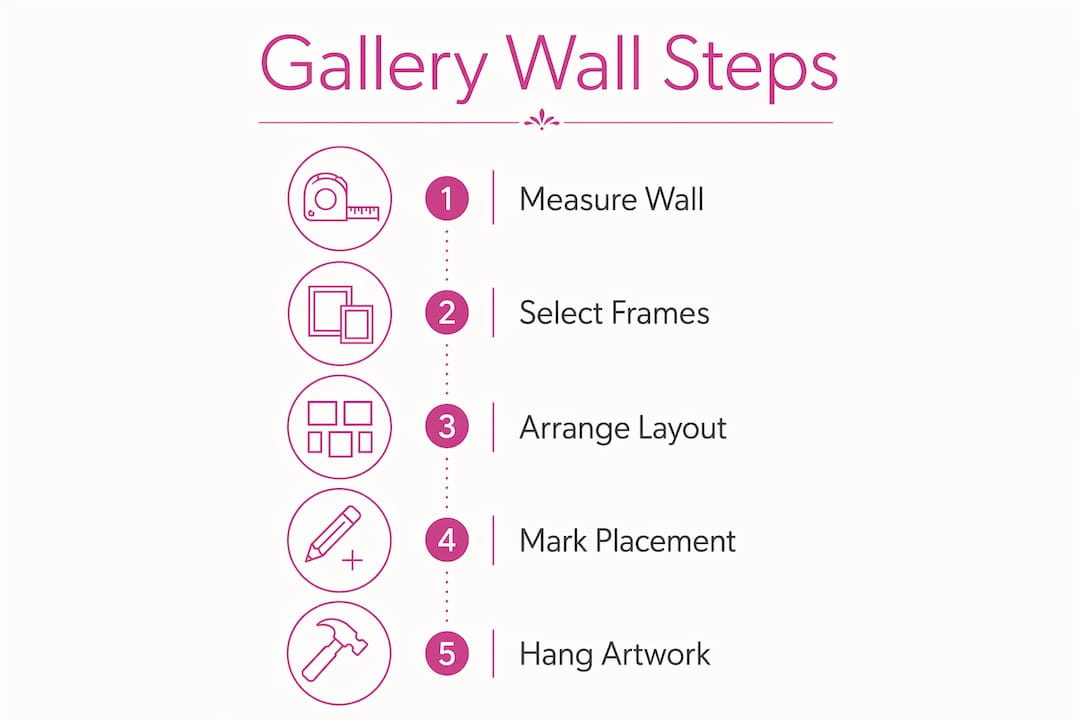 Infographic showing gallery wall planning steps