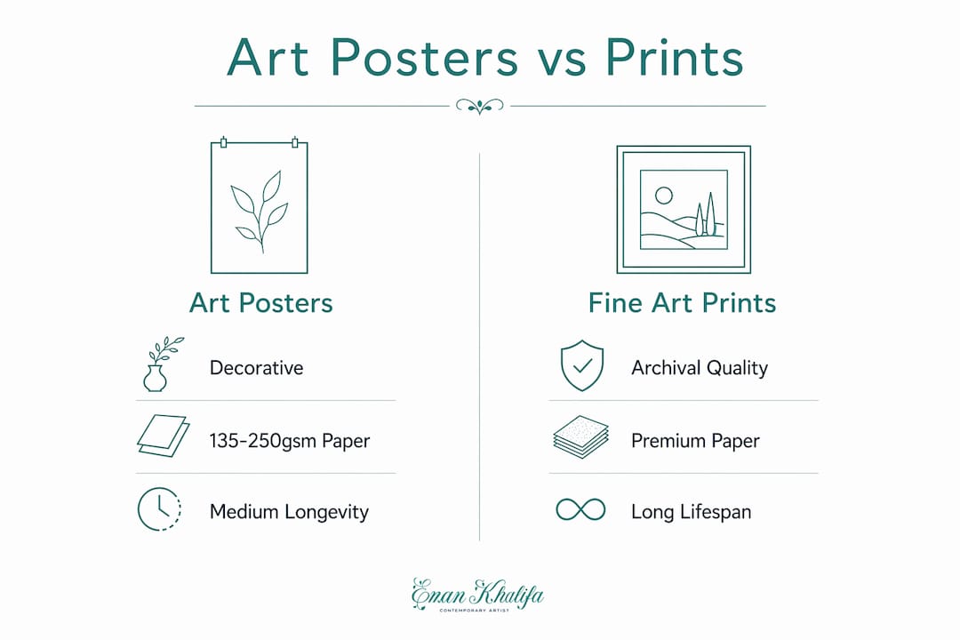 Infographic comparing art posters and fine art prints