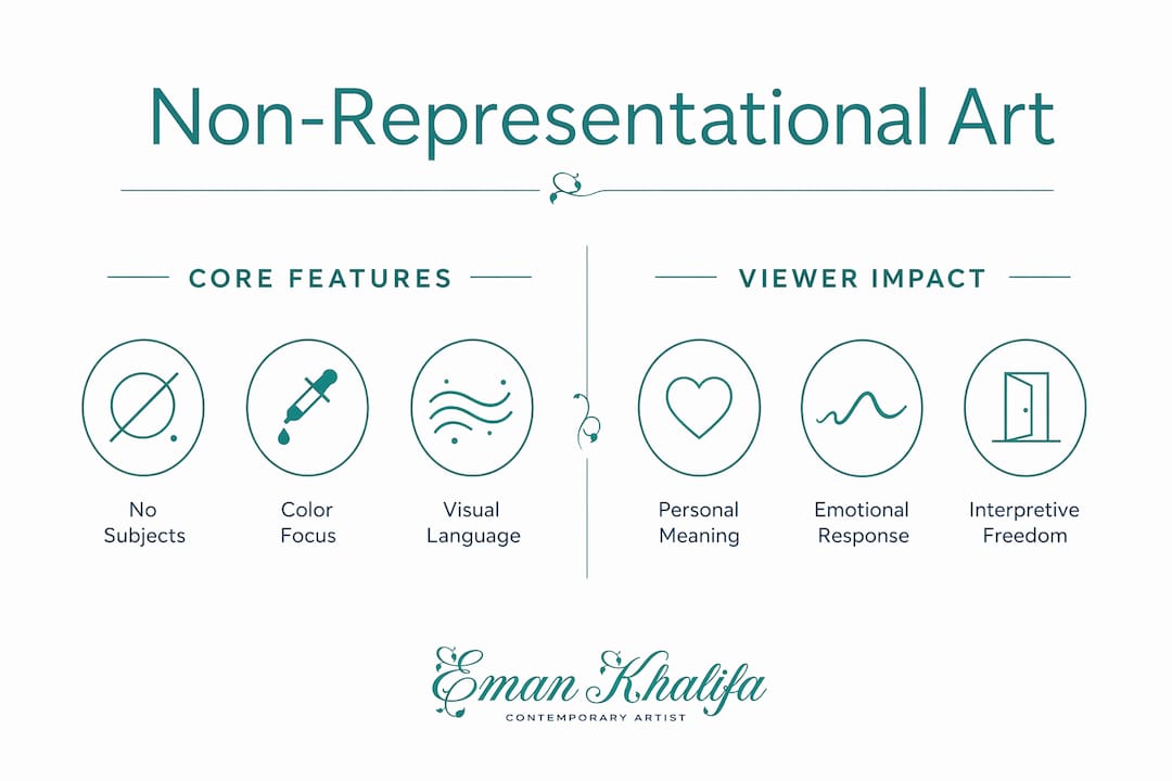 Infographic comparing core features and viewer impact in non-representational art