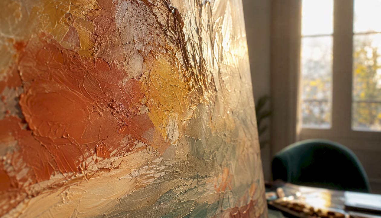 Close-up of warm undertone abstract painting