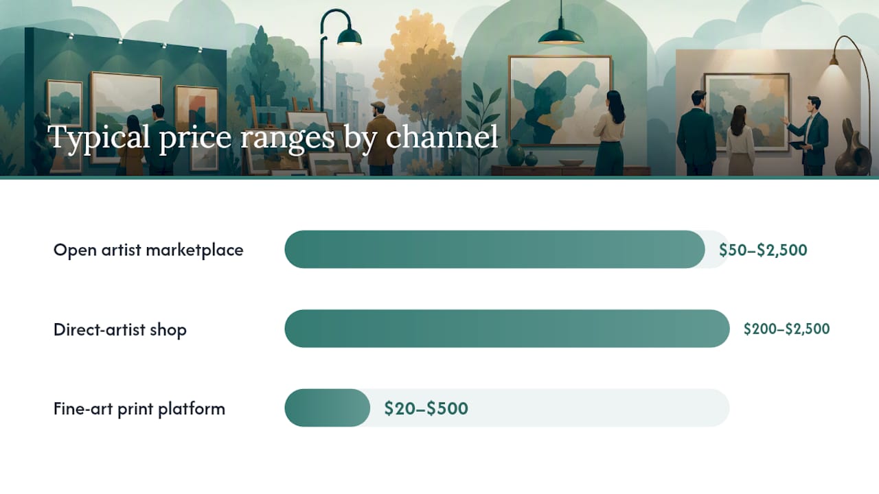 Comparison diagram of online art buying channels