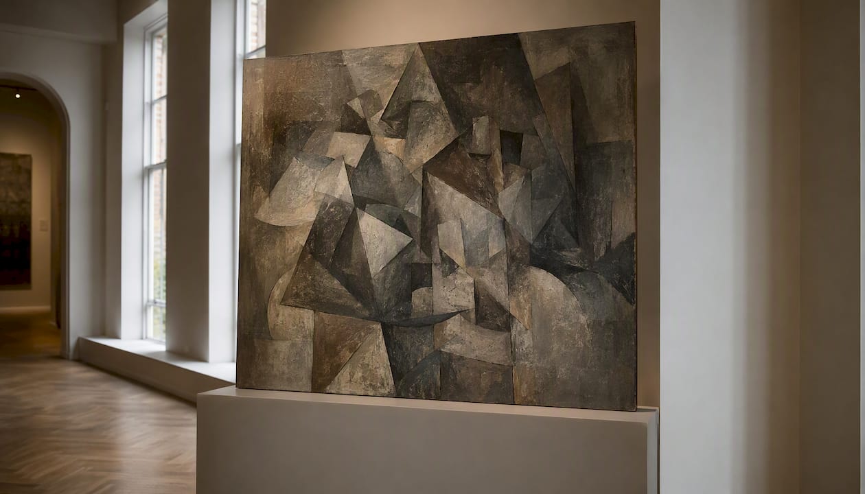 Analytic Cubism close-up painting facets