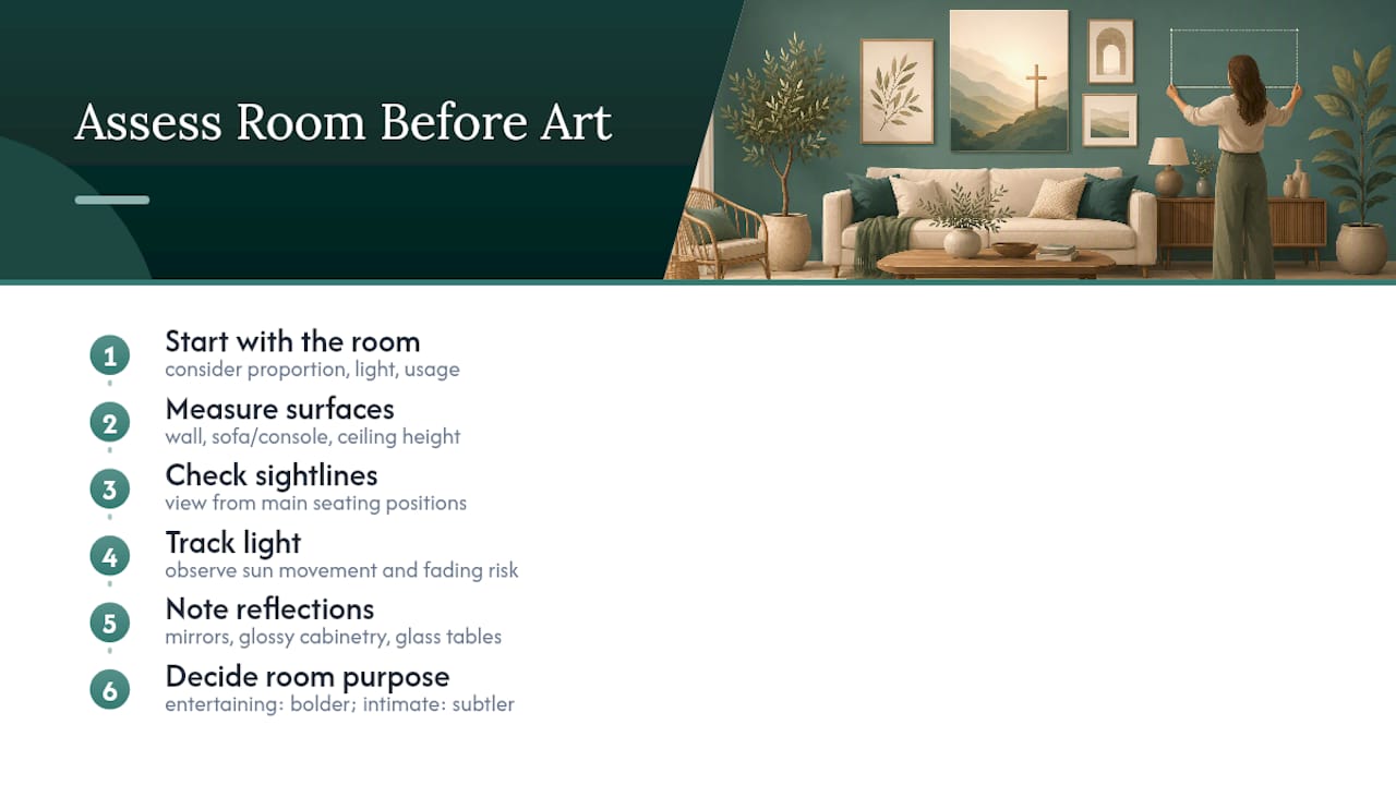 How Do You Assess a Living Room Before Choosing Art? — overview diagram