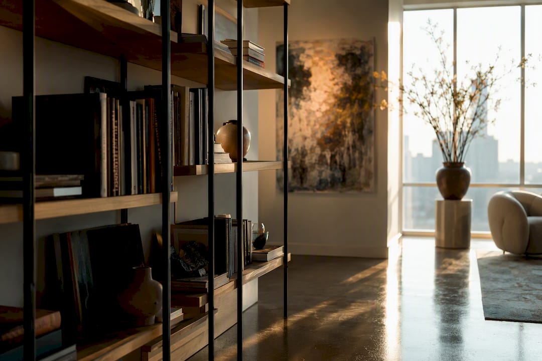 Vertical shelving with clear floor space