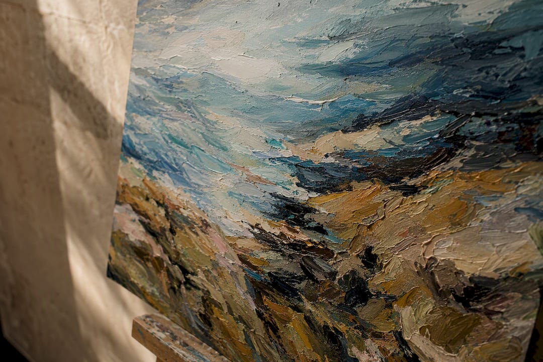 Close-up texture of rustic painting brushstrokes
