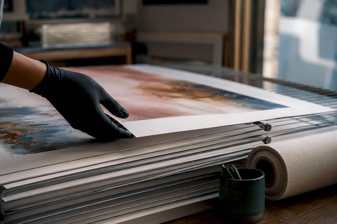 Fresh giclée print resting during drying