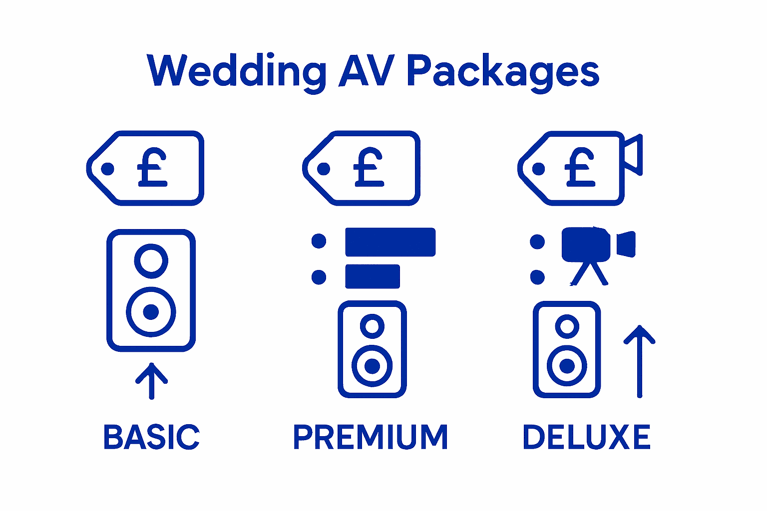 Infographic comparing wedding AV packages