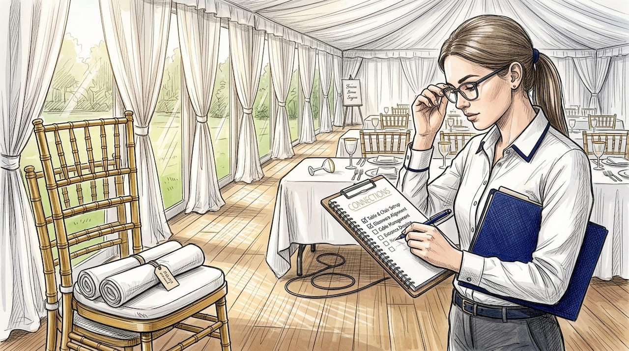 Coordinator preparing venue for event