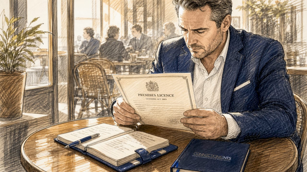 Man examining premises licence certificate