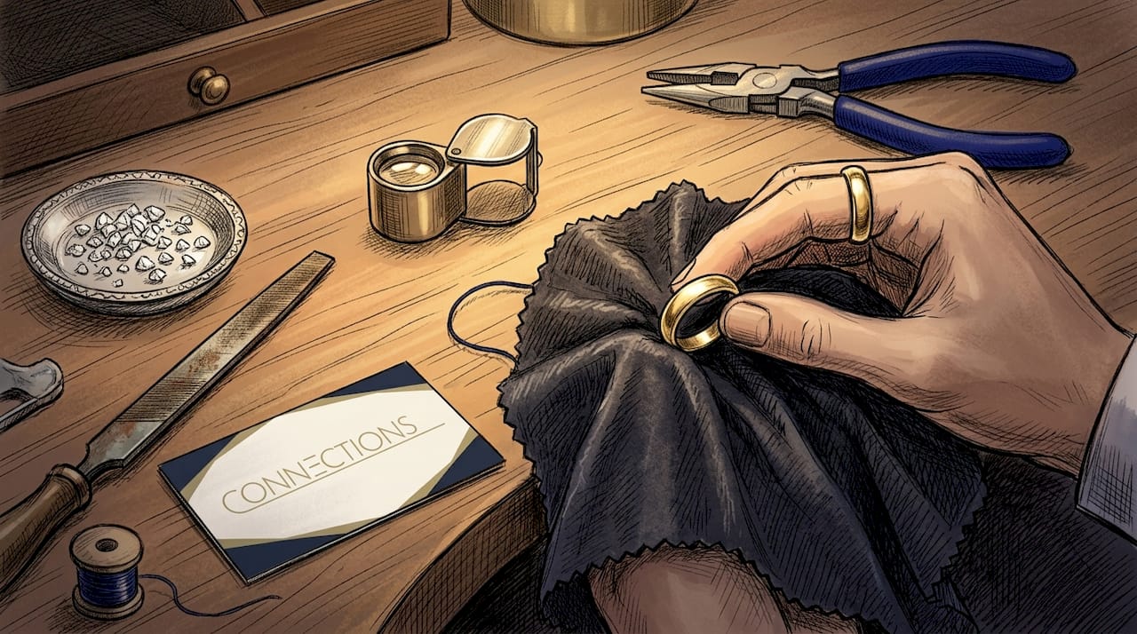 Jeweler crafting classic gold wedding band