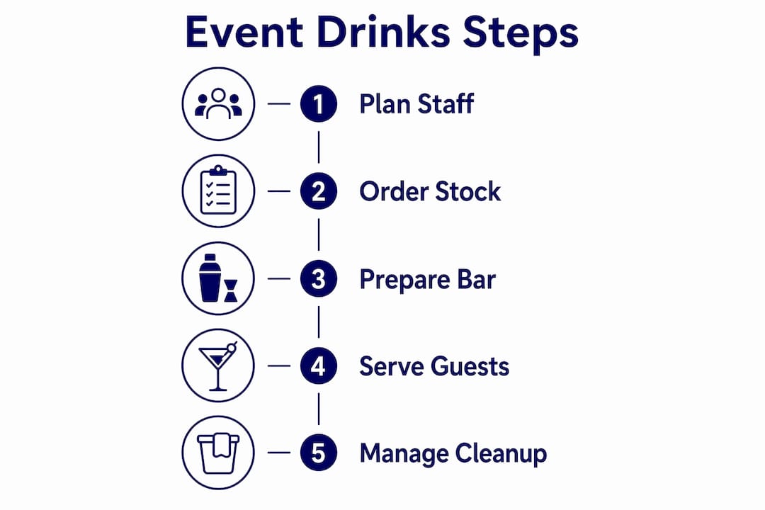 Infographic illustrating event drinks planning steps