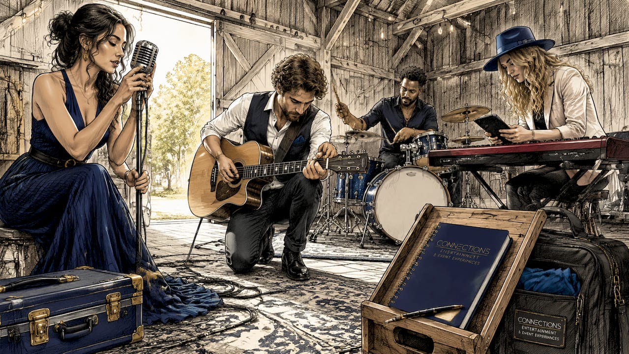 Live band rehearsing during wedding sound check