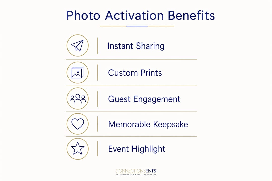 Infographic showing wedding photo activation benefits