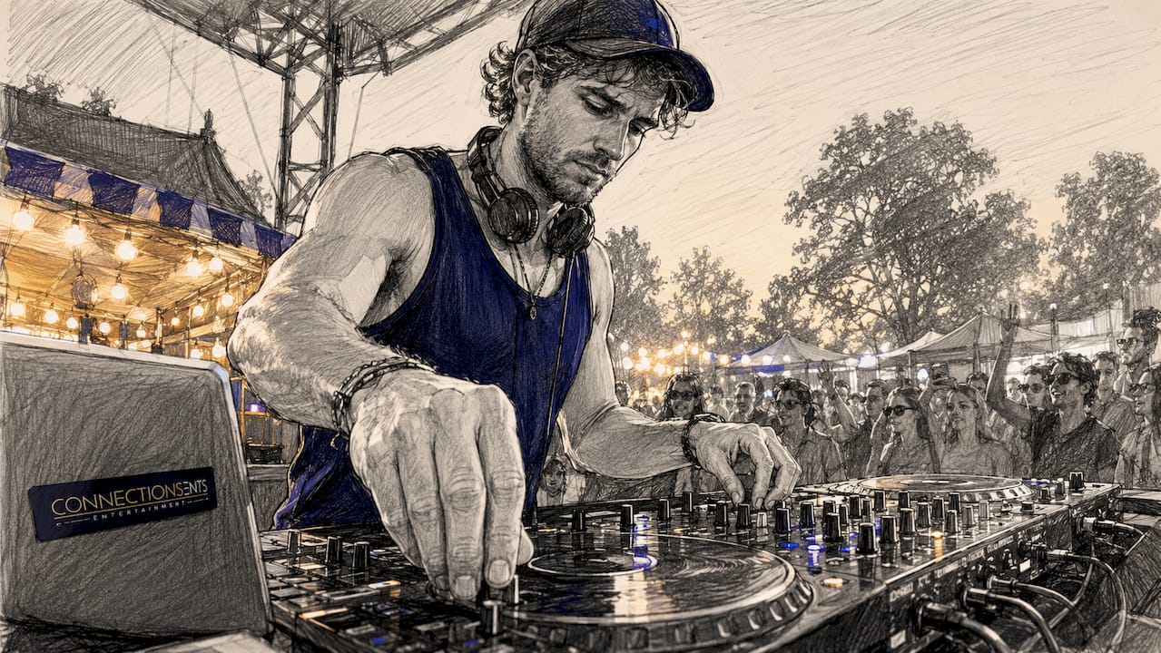 DJ hands adjusting mixer controls