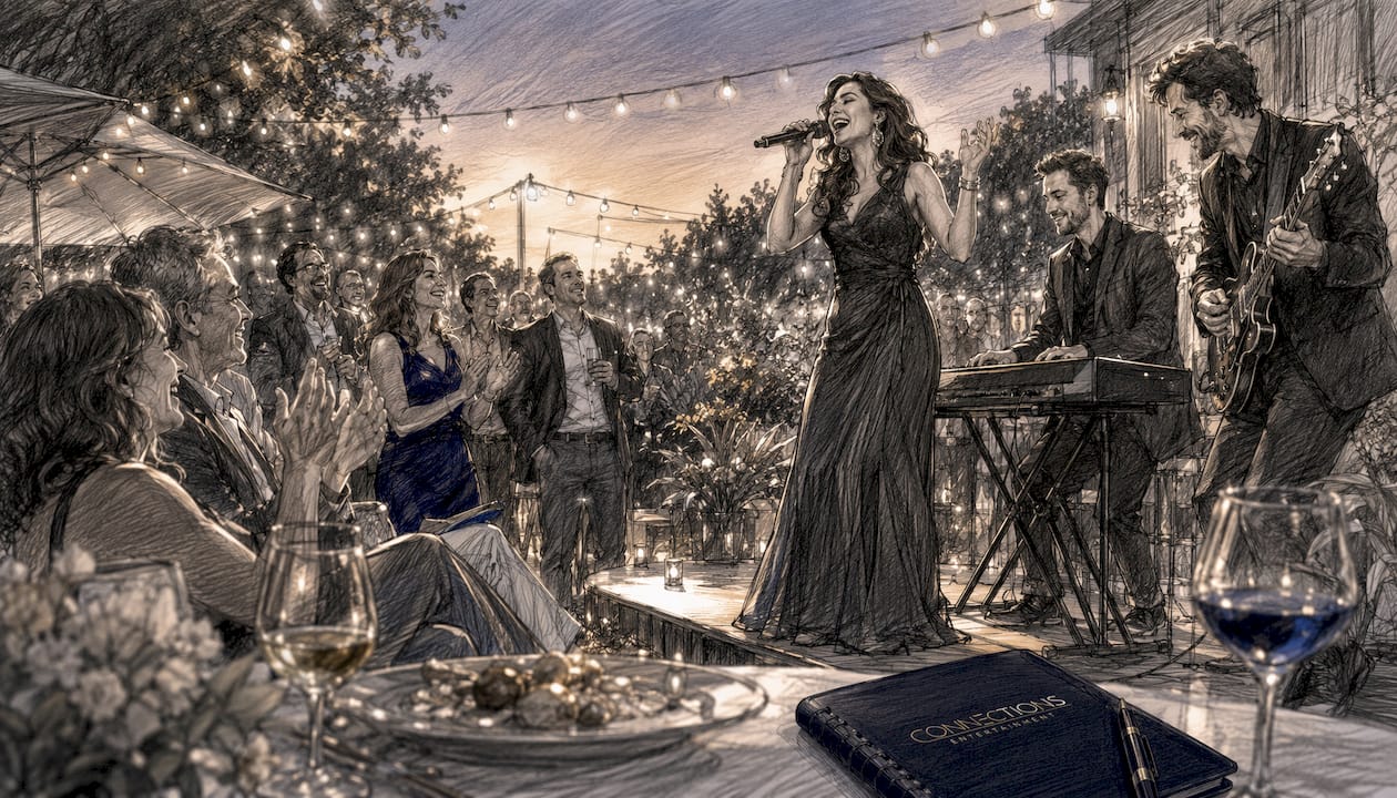 Live band entertaining anniversary party guests