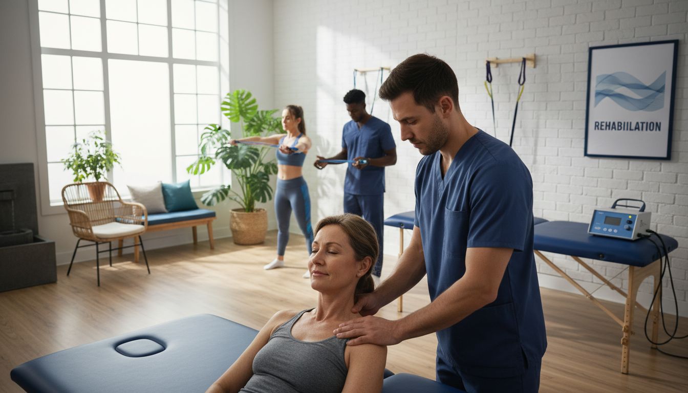 Modern physiotherapy clinic with varied treatments